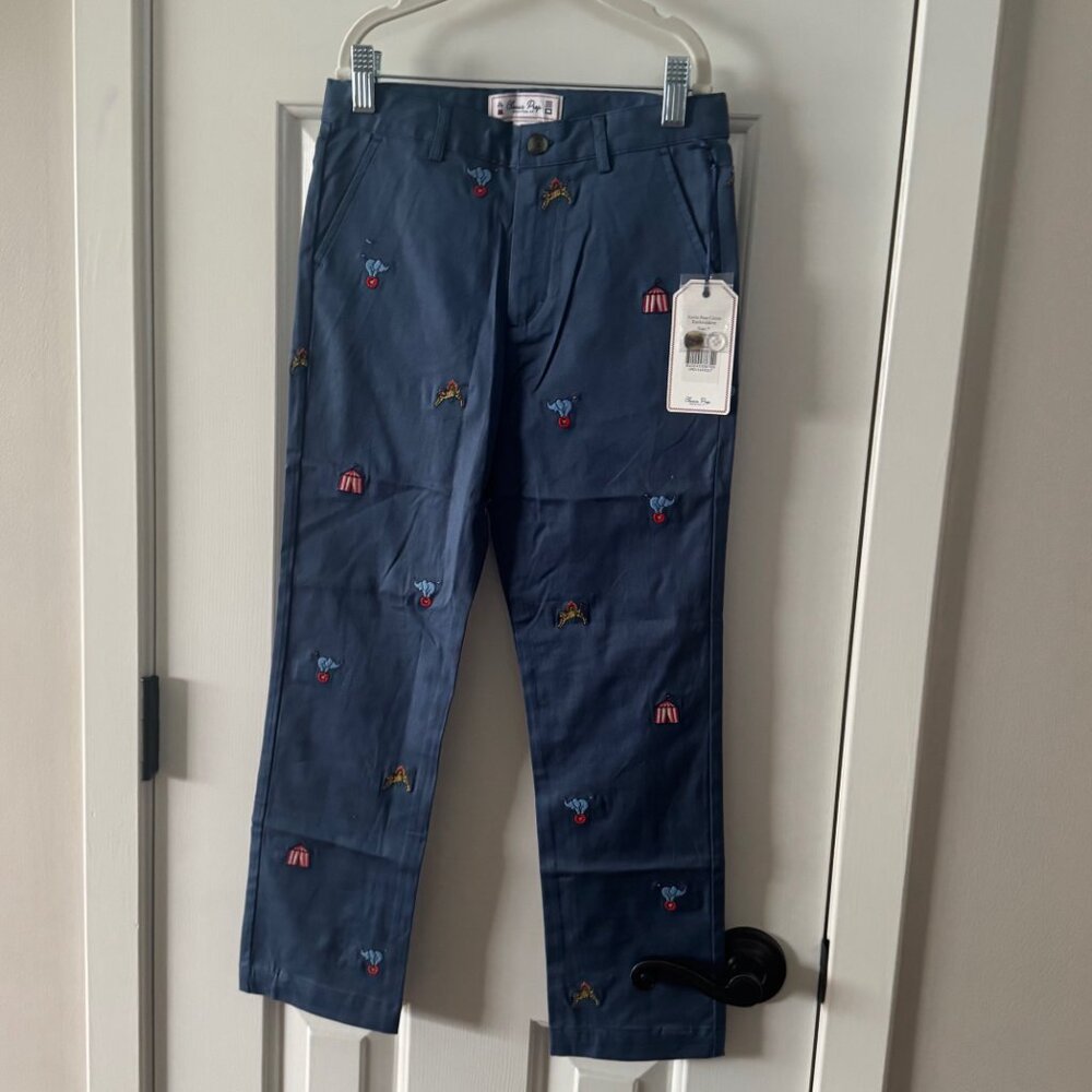 New Classic Prep Childrenswear Boys Blue Gavin Pant Circus Embroidery Size 7